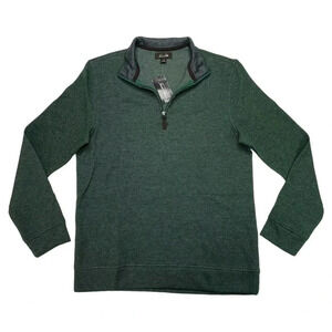 Tasso Elba 1/4 Zip Green Cotton Blend Mens Sweater Size Small